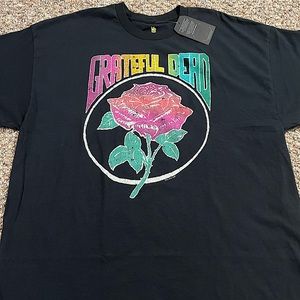 🐢 '22 Grateful Dead Band Original Rose Tie Dye American Beauty Junk Food Tee